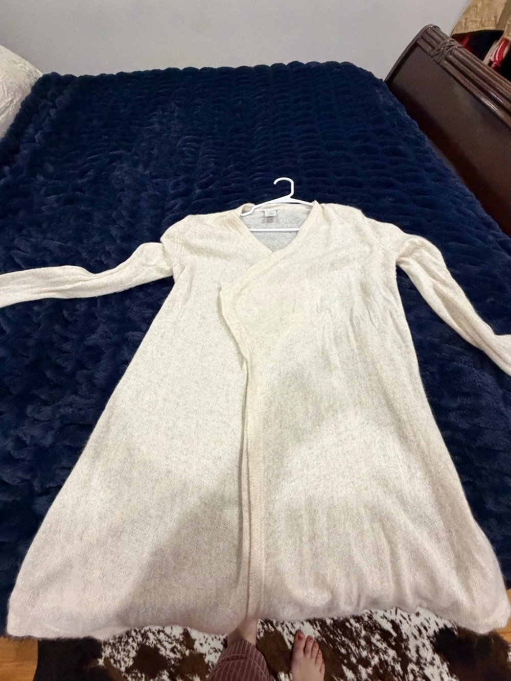 Women's Cream Long Knit Wrap Cardigan